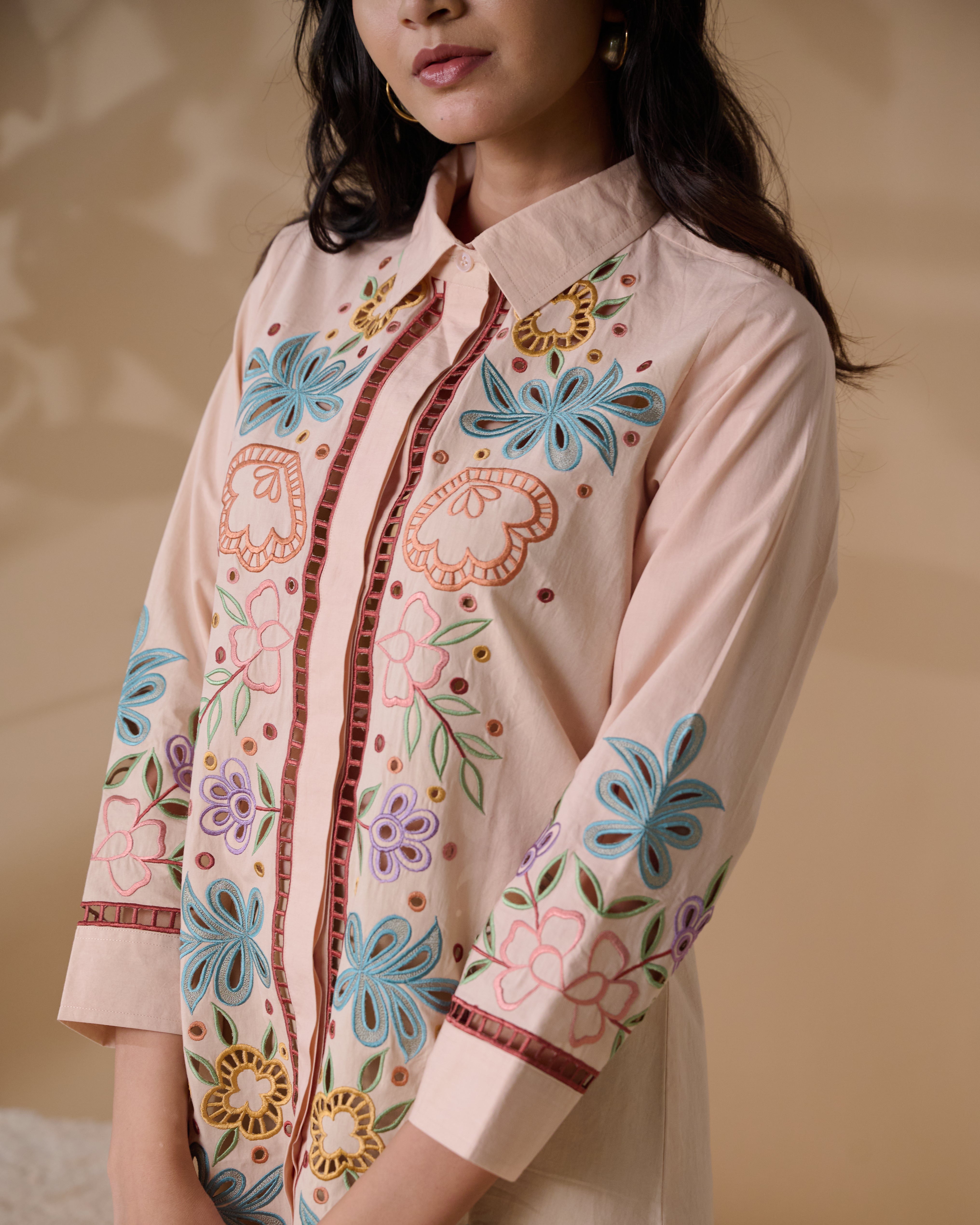 Sunset Bloom Shirt Dress
