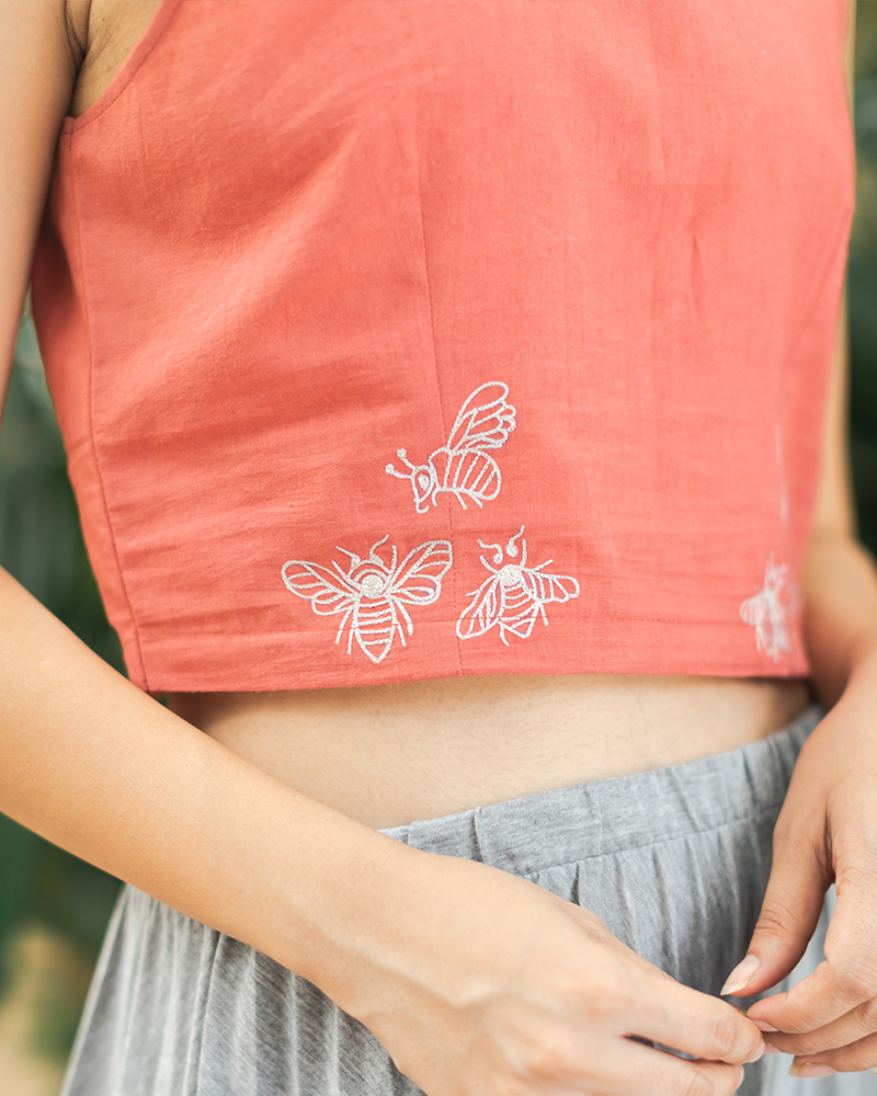 Buzzing Bee Organic Cotton Sleevless Crop Top