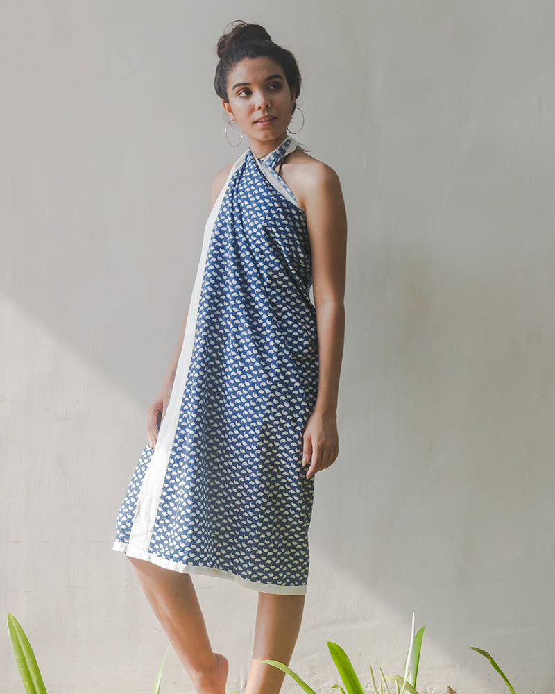 Cherry Block Print Aloe Vera Infused Organic Cotton Sarong