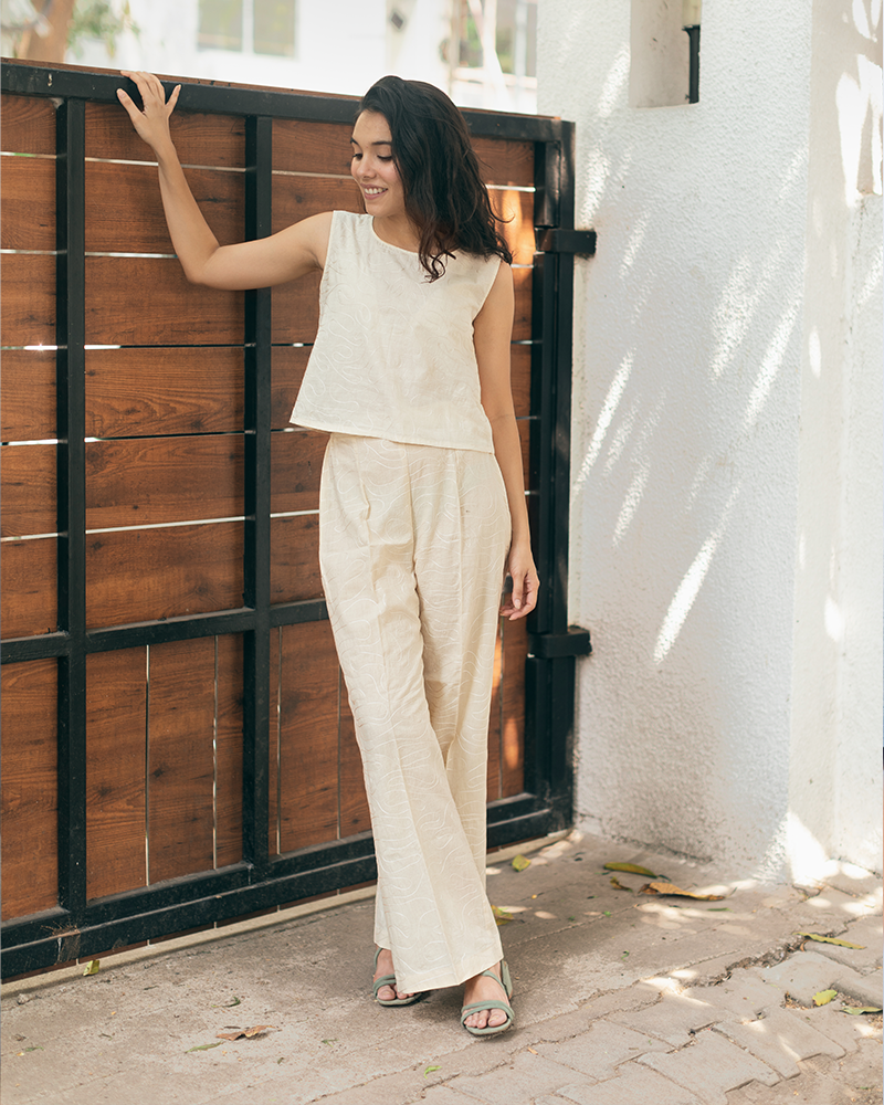 Contemporary Embroidered Organic Cotton Co-ord Set